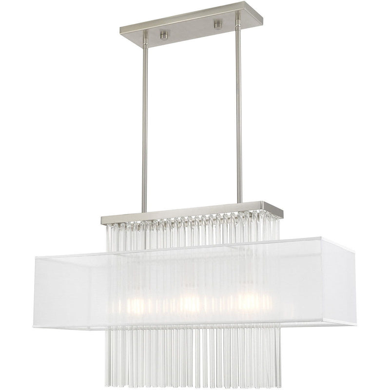 26" Three Light Dimmable Chandelier With Shades - Nickel