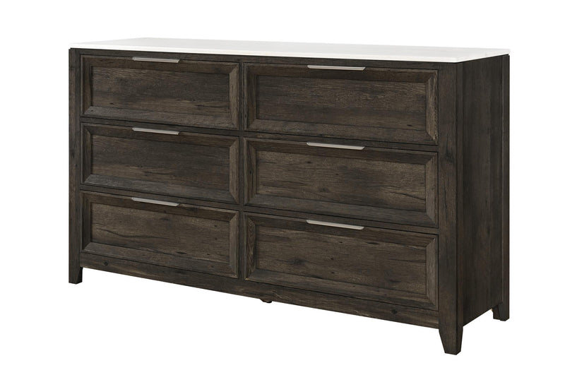 Wood Six Drawer Double Dresser (766572) - Dark Brown