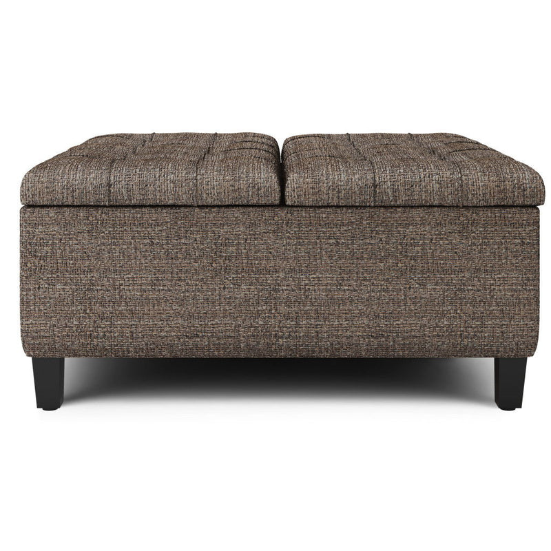 36" Fabric Cocktail Ottoman With Storage - Brown
