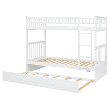 Load image into Gallery viewer, Twin over Twin Bunk Bed with Twin Size Trundle, Convertible Beds, White
