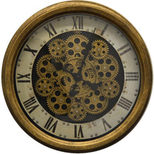 Load image into Gallery viewer, Silent Skeleton Exposed Gear Round Wall Clock (626342) - Antiqued Gold / White / Black
