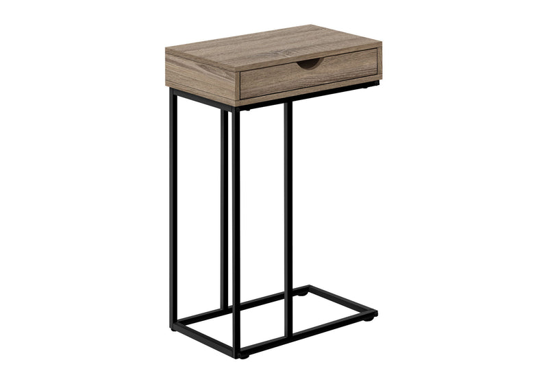 Laminate And Iron End Table With Drawer - Taupe And Black