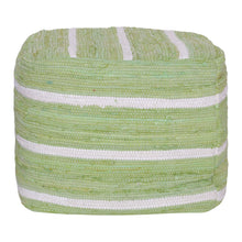 Load image into Gallery viewer, Cotton Cube Striped Pouf Ottoman - Green

