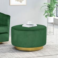 Load image into Gallery viewer, Round Velvet Ottoman, Upholstered Foot Stool For Living Room, Entryway - Emerald
