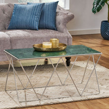 Load image into Gallery viewer, Modern Glam Marble Coffee Table With Gold Base - Green
