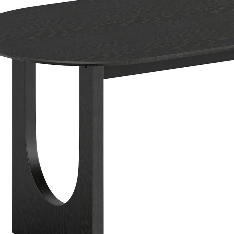 67" Solid Wood Mirrored Oval Dining Table - Black