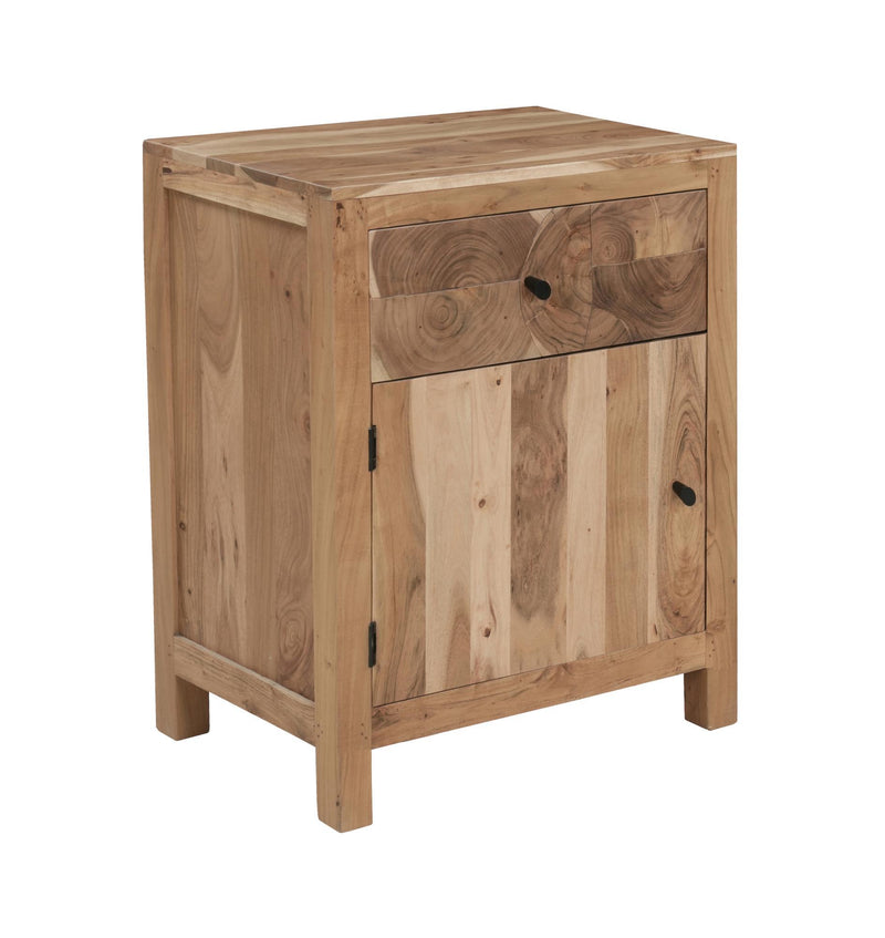 Solid Wood Live Edge One Drawer Nightstand - Natural