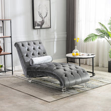 Load image into Gallery viewer, Velvet Chaise Lounge Indoor, Button Tufted Upholstered Chaise Lounge Chair With Pillow

