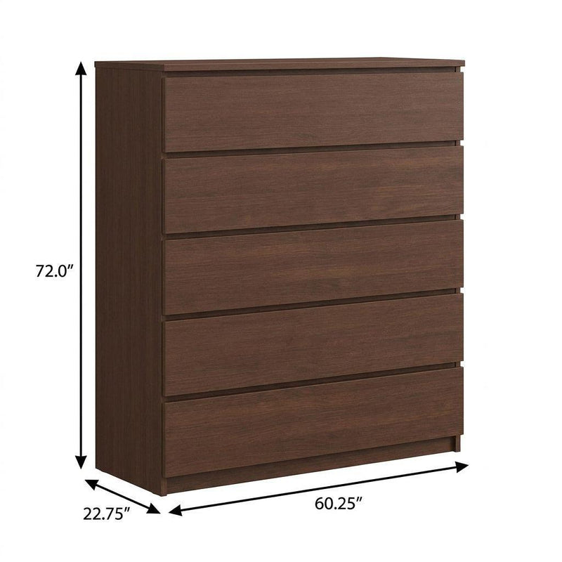 Solid Wood Mirrored Four Door Combo Dresser (765068) - Coffee