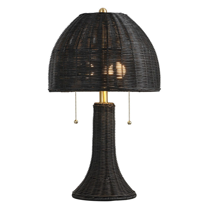 Round Bedside Lamp With Dome Shade - Black