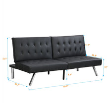 Load image into Gallery viewer, Contemporary Wood Frame Sofa Bed With Stainless Legs - Black

