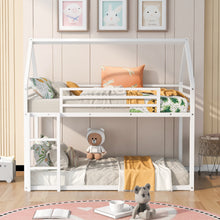 Load image into Gallery viewer, Twin over Twin House Bunk Bed with Built-in Ladder,White
