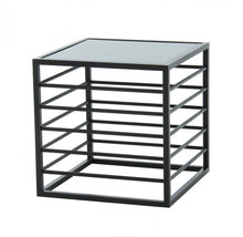Load image into Gallery viewer, Contemporary Glass Square End Table - Black And Metal
