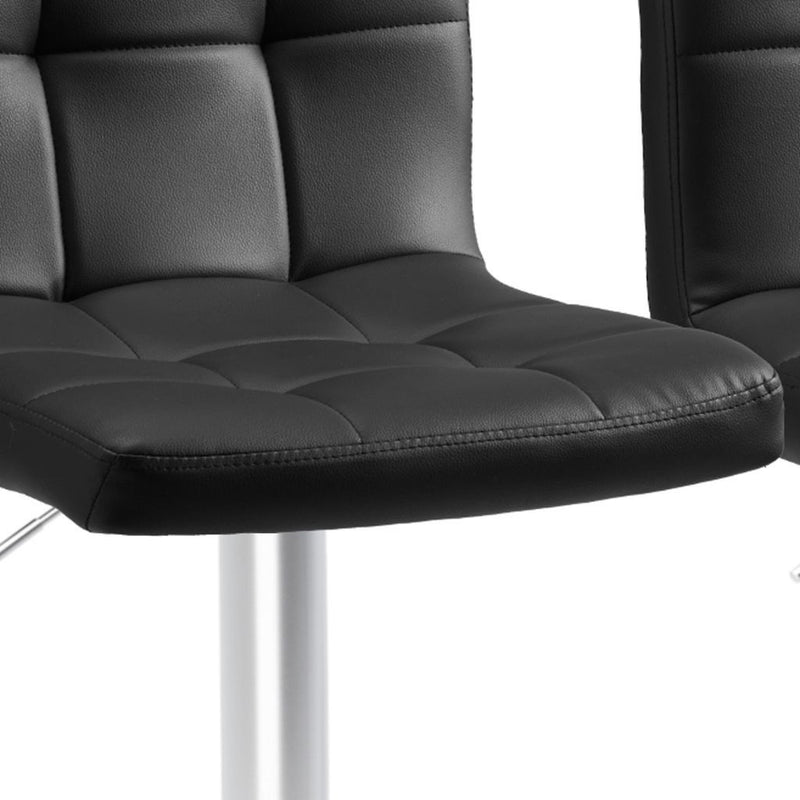 Fabric Faux Leather Aluminum Swivel Bar Chairs (Set of 2) (724174) - Black / Silver