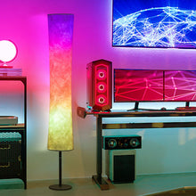 Load image into Gallery viewer, Color Changing LED White Column Smart Floor Lamp With Fabric Shade - White
