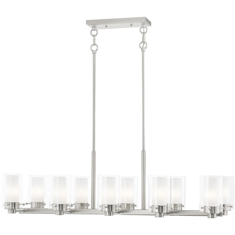 12" Ten Light Dimmable Chandelier With Shades - Nickel
