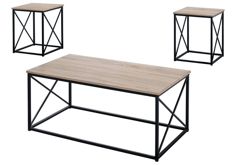 Metal Coffee Table (Set of 3) - Beige And Black