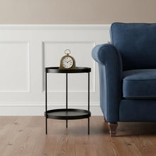 Load image into Gallery viewer, Manufactured Wood And Iron Round End Table With Shelf - Black
