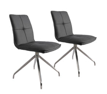 Load image into Gallery viewer, Upholstered Faux Leather Dining Side Chairs (Set of 2) - Silver / Gray
