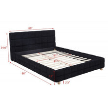 Load image into Gallery viewer, Modern Platform Bed With Upholstered Grid-Patterned Headboard
