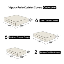 Load image into Gallery viewer, Cushion Covers For 7 Piece Wicker Sectional Sofa, 14 Pack Seat And Back Slipcovers With Zipper
