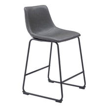 Load image into Gallery viewer, 24" Faux Leather And Steel Counter Height Bar Chairs (Set of 2) - Charcoal And Black
