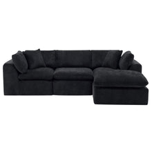 Load image into Gallery viewer, Chenille Modular Sofa Chaise With Ottoman Toss Pillows (725210) - Black
