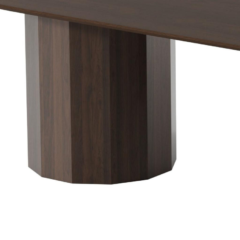 86'' Double Pedestal Base Oval Wood Dining Table - Walnut