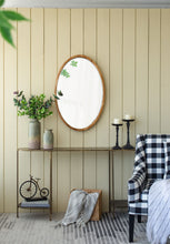 Load image into Gallery viewer, Oval Wall Mirror With Wood Frame, Farmhouse Wood Mirror For Bathroom Entryway Console Lean Against Wall - Brown
