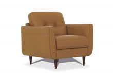 Load image into Gallery viewer, Genuine Leather And Black Tufted Arm Chair 35" - Camel
