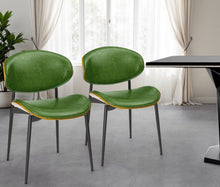 Load image into Gallery viewer, Upholstered Faux Leather Curved Back Dining Side Chairs (Set of 2) - Green
