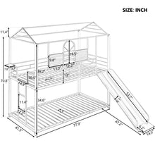 Load image into Gallery viewer, Twin Over Twin Metal Bunk Bed ,Metal Housebed With Slide,Three Colors Available.(White with White  Slide)(OLD SKU :LP000095AAK)
