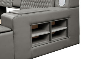 Zoya Smart Multifunctional Queen Size Bed Made with Wood in Gray
