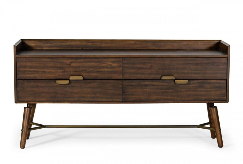 Solid Four Drawer Double Dresser - Brown