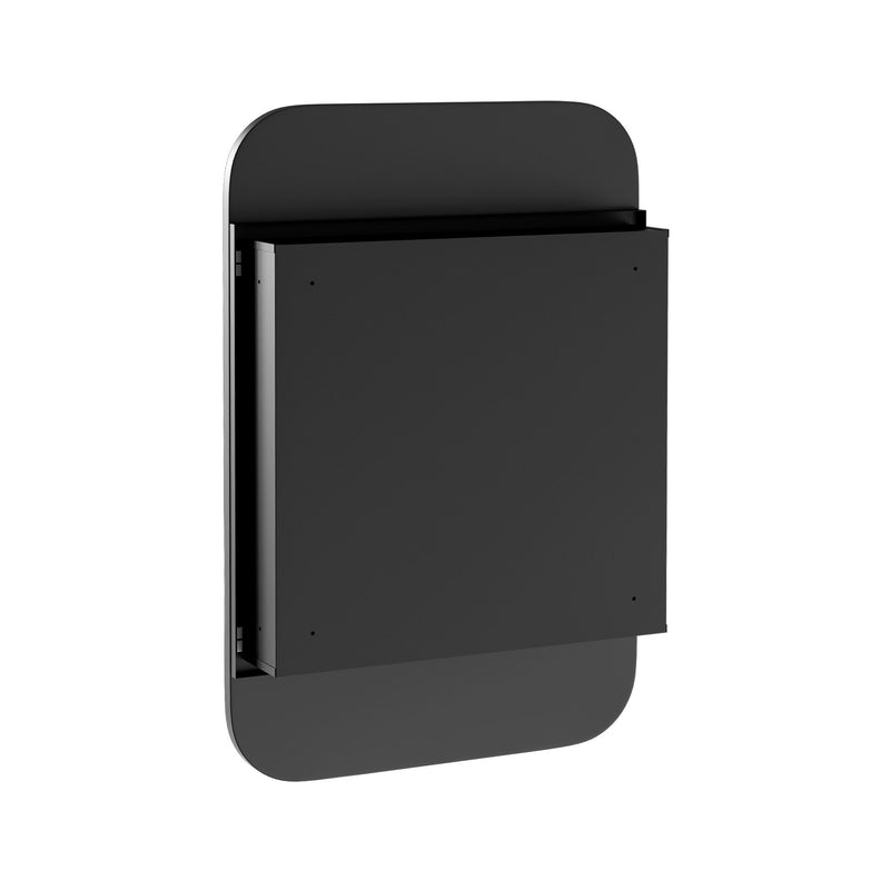 Metal Framed Bathroom Vanity Mirror With Cabinet - Black