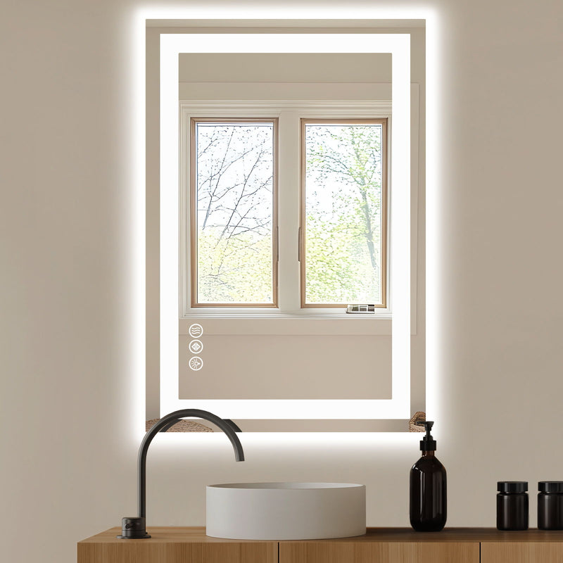 24" Frameless Lighted Bathroom Vanity Mirror - Clear