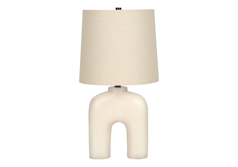 Geometric Table Lamp With Beige Empire Shade - Cream