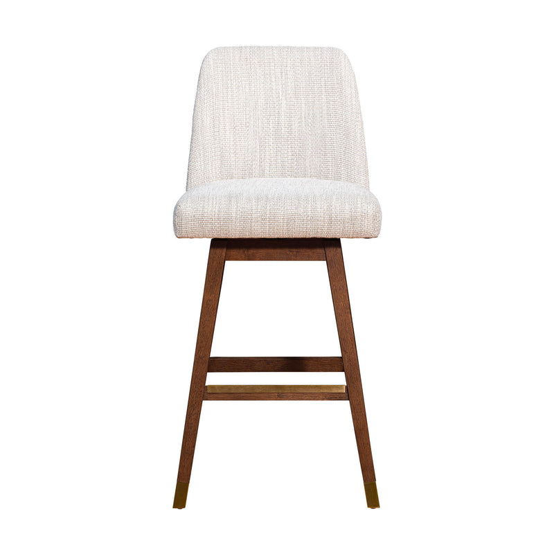 Solid Wood Swivel Bar Height Bar Chair - Beige And Brown
