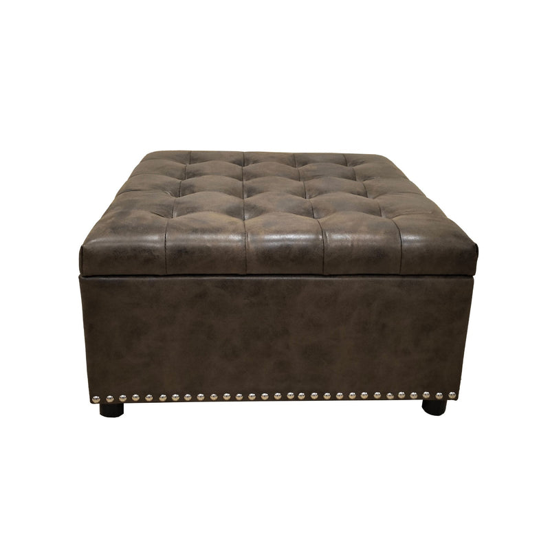 Tufted Storage Ottoman With Button Tufting And Nailhead Trim