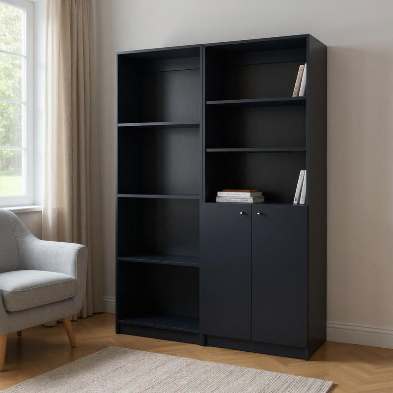 Bookcase With Two Doors (Set of 2) - Black