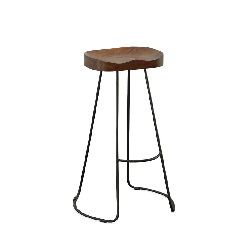 31" Steel Backless Bar Height Bar Chairs (Set of 2) - Chestnut And Black