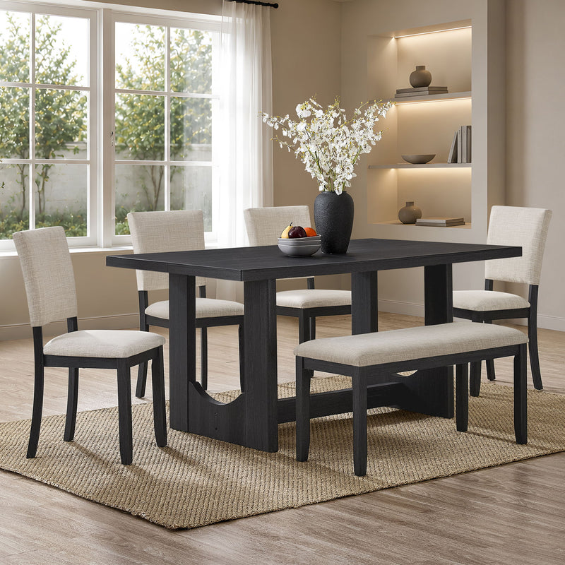 Dining Table Set, Rectangular Kitchen Table With Upholstered Chairs
