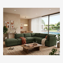 Load image into Gallery viewer, Reversible Modular Sectional &amp; Custom Configuration And Premium Upholstery - Dark Green
