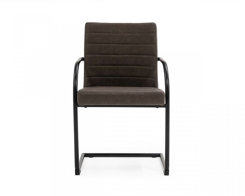 Upholstered Faux Leather Dining Arm Chairs (Set of 2) - Brown