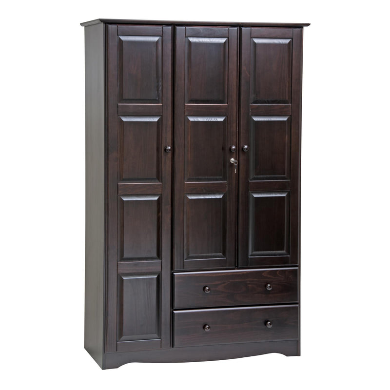 Solid Wood Three Door Two Drawer Combo Dresser (762946) - Dark Brown