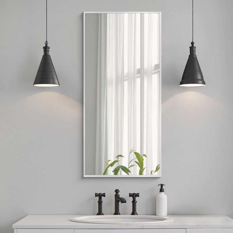 Metal Framed Bathroom Vanity Mirror - Silver