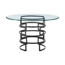 Load image into Gallery viewer, 48" Glass And Iron Pedestal Base Round Top Dining Table - Black
