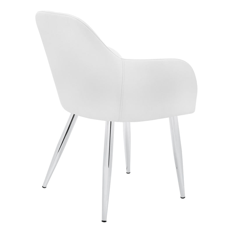 Upholstered Faux Leather Dining Arm Chairs (Set of 2) - White