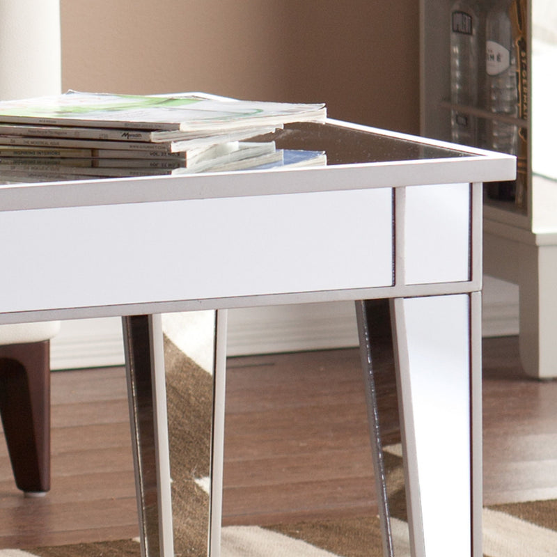 Mirrored Metal Rectangular Mirrored Coffee Table - Silver