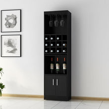 Load image into Gallery viewer, 71" Wood Bar Cabinet With Two Doors - Black
